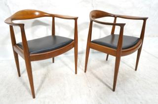 Appraisal: Pr HANS J WEGNER MR CHAIRS Modernist Danish teak frames