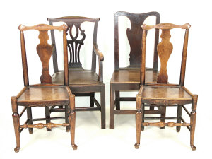 Appraisal: A pair of George III oak chairs circa with shaped