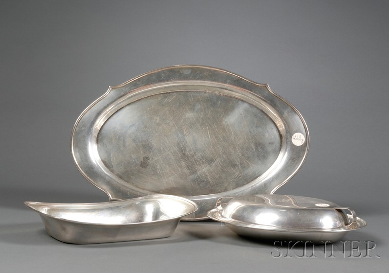 Appraisal: Three American Sterling Tablewares th century an oval Weidlich covered