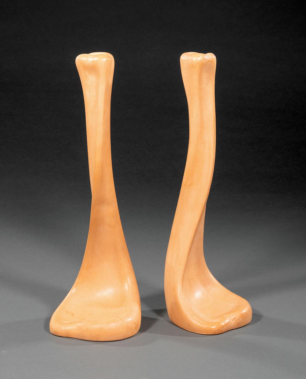 Appraisal: Pair of Elsa Peretti for Tiffany Company Bone Candlesticks c