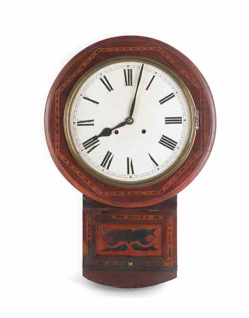 Appraisal: Mahogany regulator clock early th c with inlaid surround