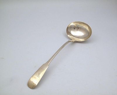 Appraisal: A George III Scottish silver Fiddle pattern soup ladle maker's