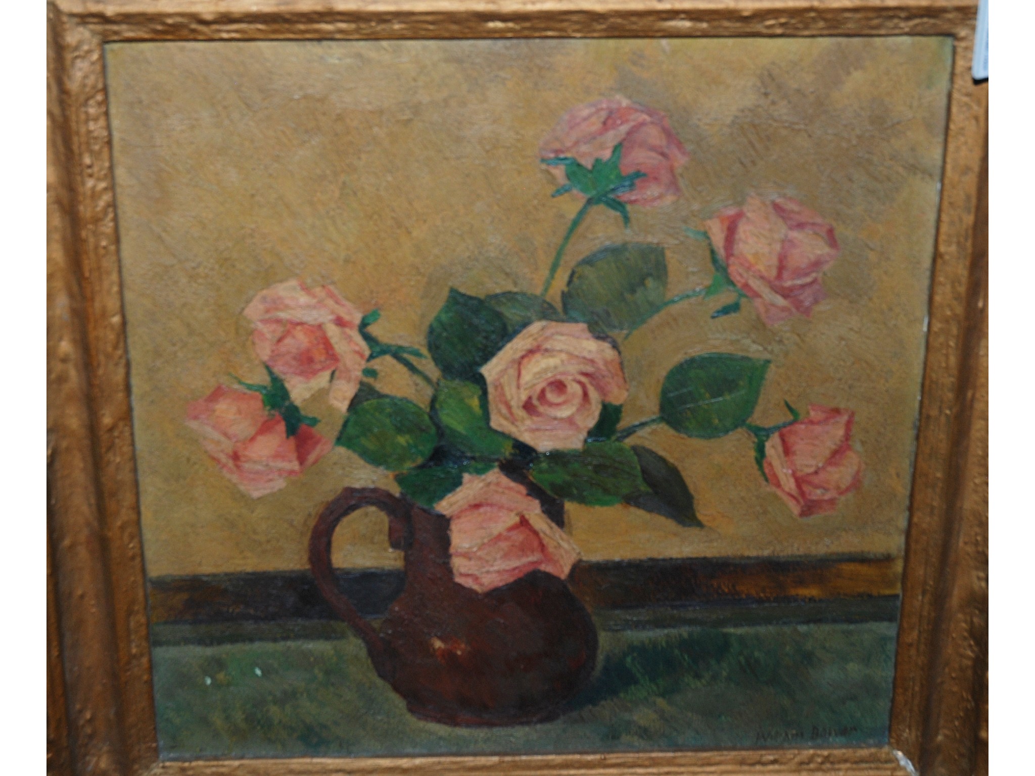 Appraisal: WILLIAM BOWER Roses signed oil on board