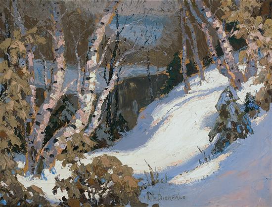 Appraisal: OTTO BIERHALS American - Birches Winter oil on panel signed