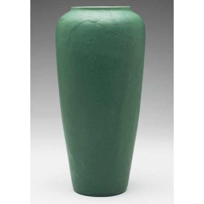 Appraisal: Wheatley vase large tapered shape covered with a green matte