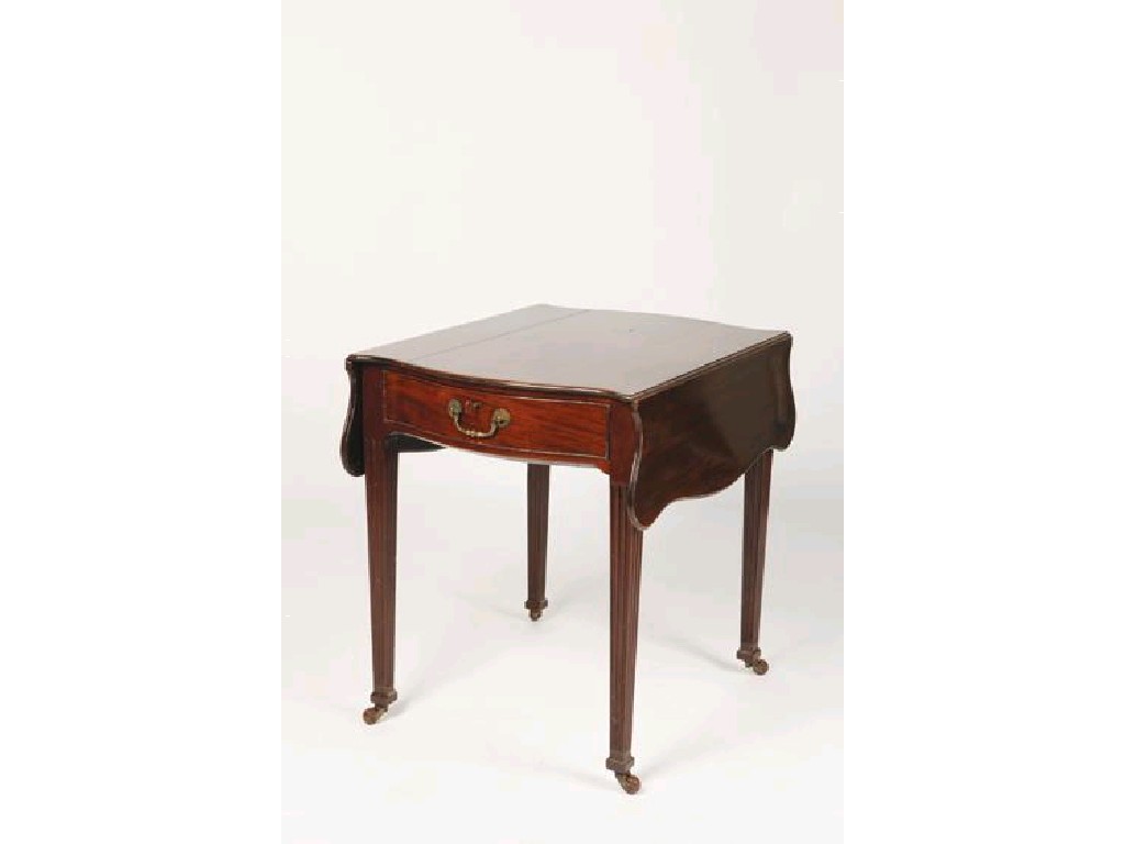 Appraisal: A GEORGE III MAHOGANY PEMBROKE TABLE with a serpentine butterfly