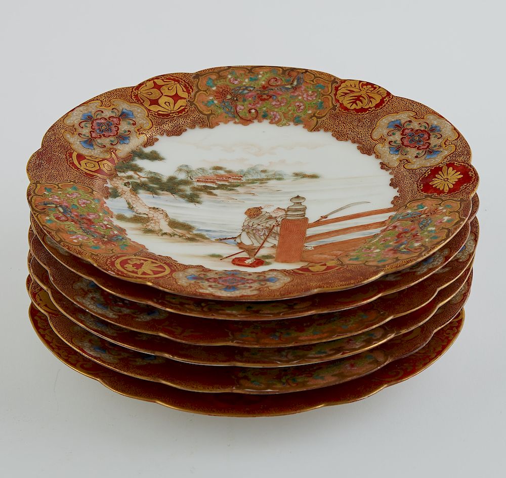 Appraisal: Set of Japanese Meiji Satsuma Kutani Plates Set of six