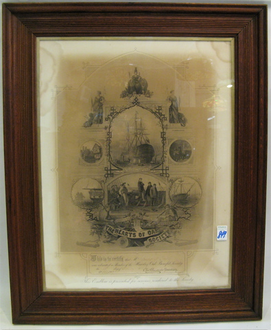 Appraisal: BRITISH HEARTS OF OAK SOCIETY ETCHING dated commemorating the gun