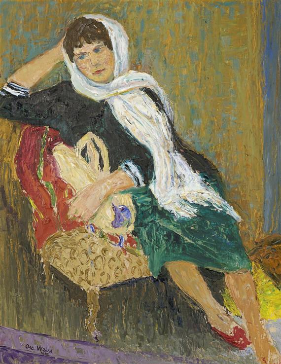 Appraisal: WEISS OSCAR Zurich A sitting woman Oil on panel Signed