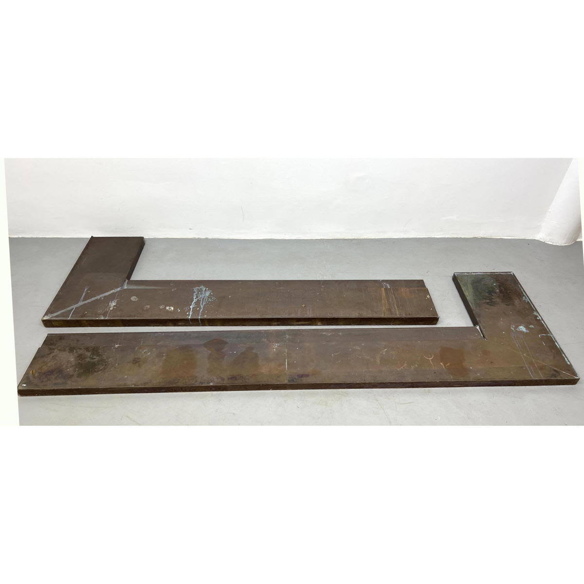 Appraisal: Copper bar tops long short Depth all around return Dimensions