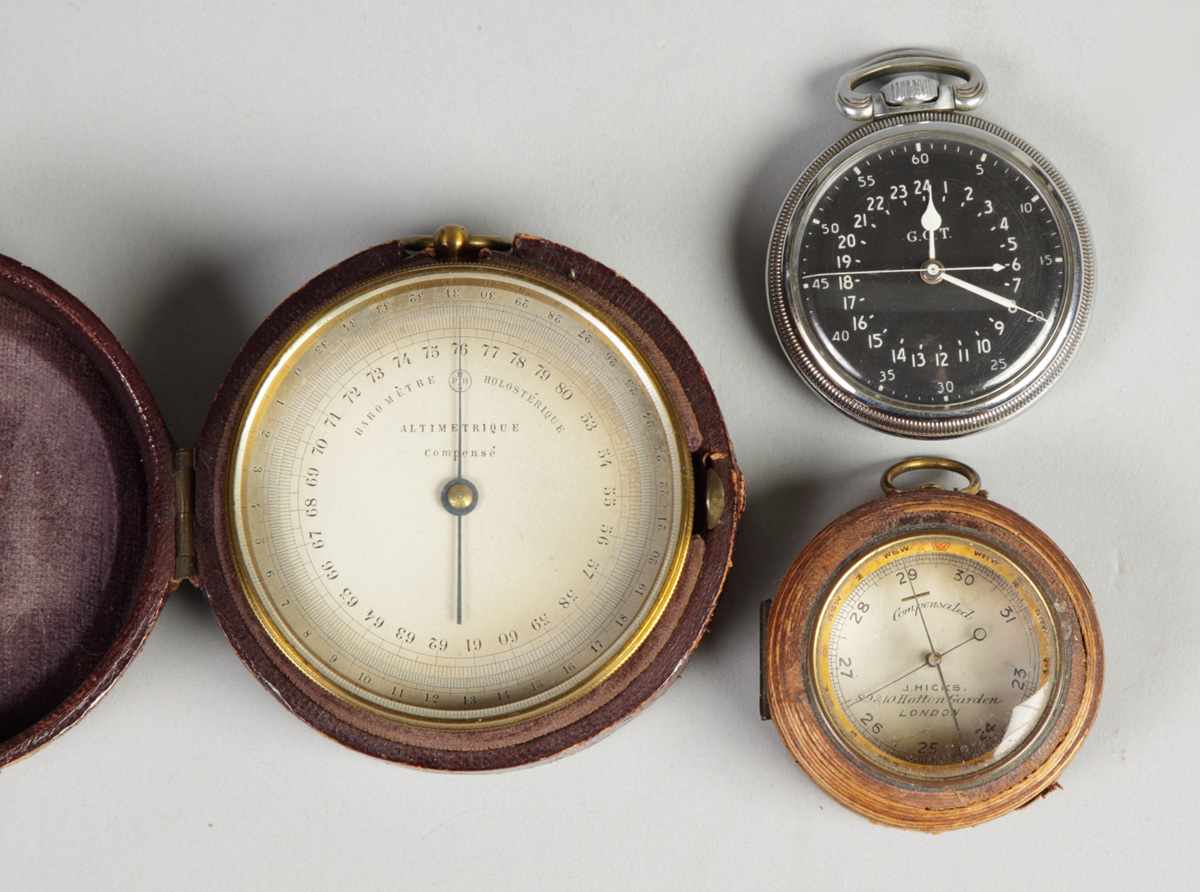 Appraisal: Barometers Stopwatch Lot Barometre Holosterique Altimetrique Compense Initialed HPBN on