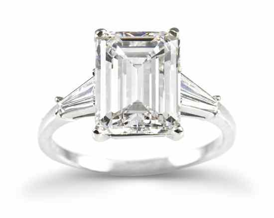 Appraisal: A Platinum and Diamond Ring containing one octagonal step cut