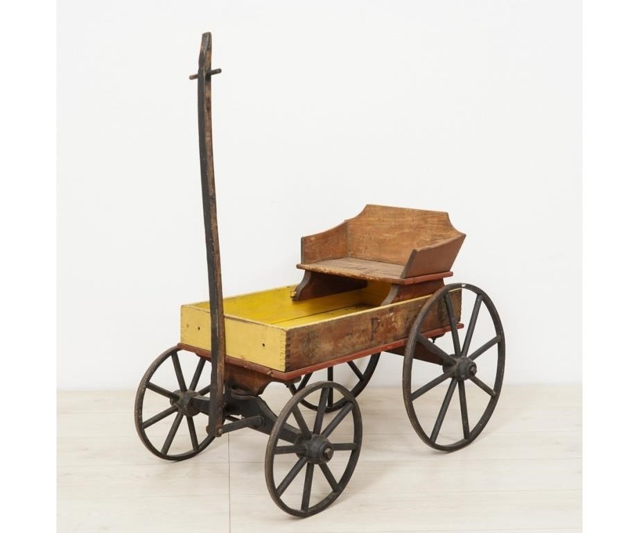 Appraisal: Victorian yellow painted child's wagon h x w x d