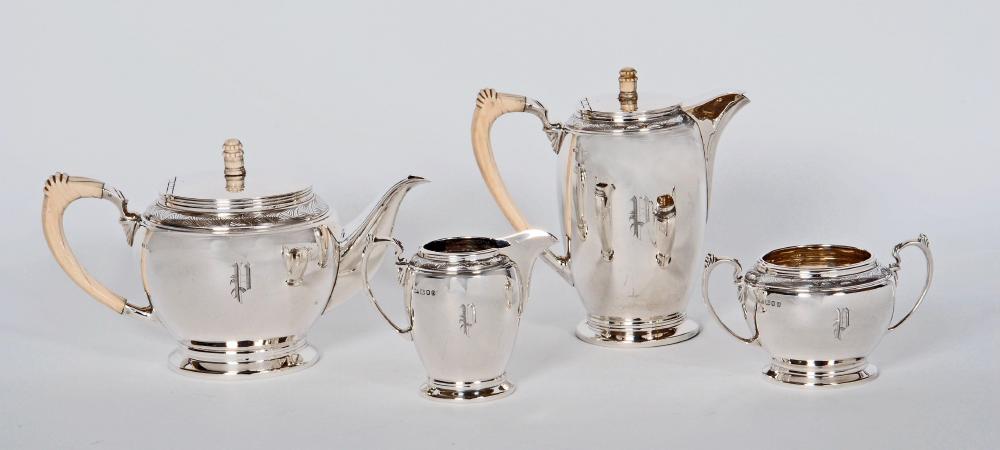 Appraisal: A FOUR PIECE TEA AND COFFEE SERVICE maker's mark FC