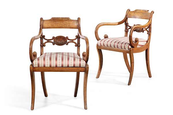 Appraisal: A pair of Regency mahogany armchairs A pair of Regency