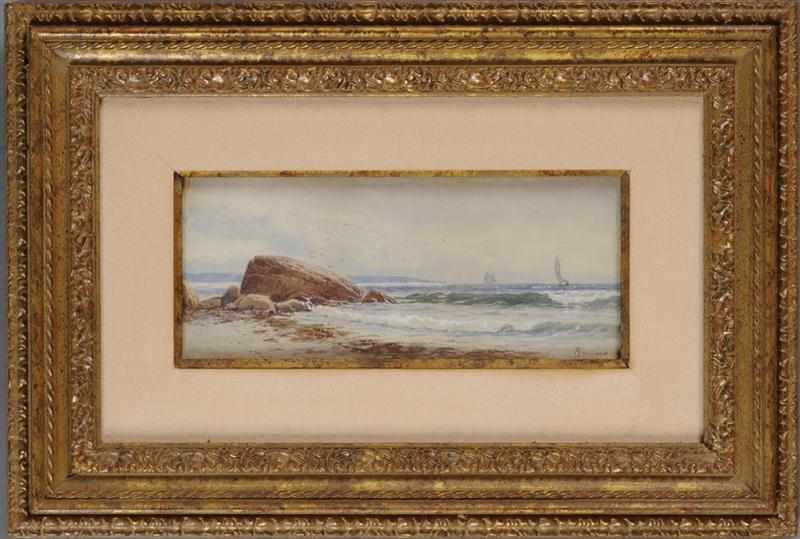 Appraisal: ALFRED BRICHER - SHORELINE SEASCAPES WITH SAIL BOATS Watercolor on