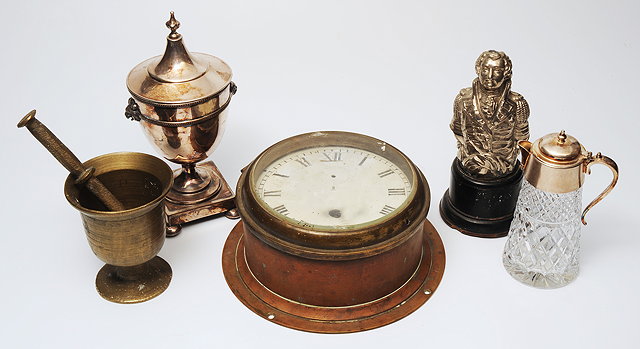 Appraisal: A COLLECTION TO INCLUDE an old ships clock for restoration