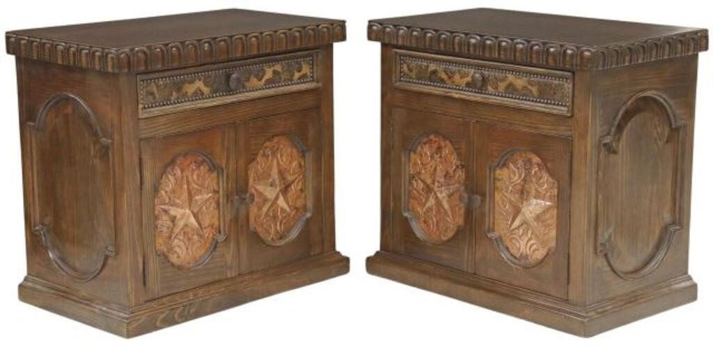 Appraisal: pair Southwest style Lone Star side cabinets nightstands Jorge Kurczyn