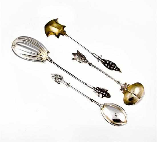 Appraisal: American floral figural silver serving pieces th century comprising Wood