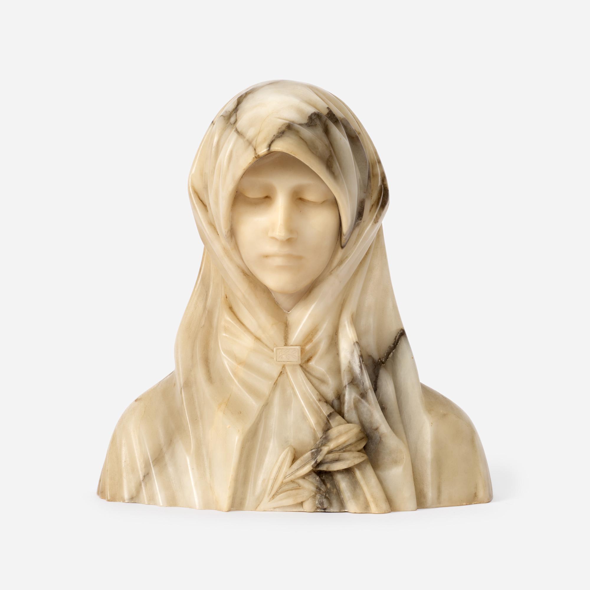 Appraisal: EMILIO ZOCCHI ATTR CARVED STATUE OF HOODED WOMAN Emilio Zocchi