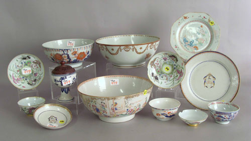 Appraisal: Chinese export famille rose punch bowl ca with panels of