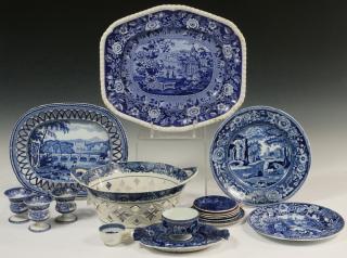 Appraisal: PCS ENGLISH BLUE TRANSFERWARE Collection of Pieces of Late th-Mid-