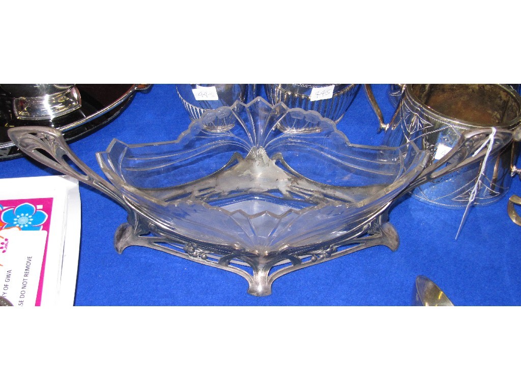 Appraisal: Art Nouveau WMF white metal and cut glass centrepiece bowl