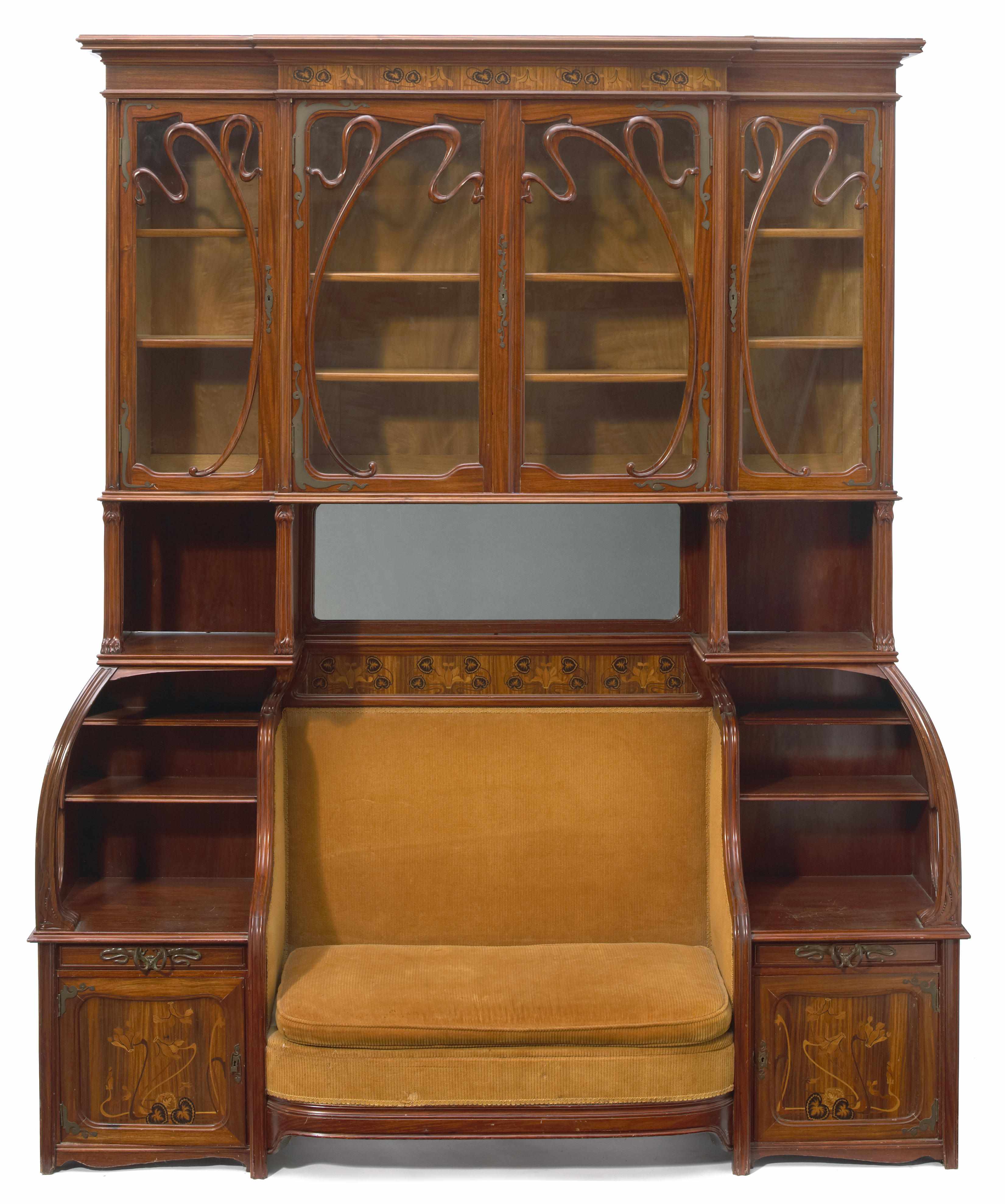 Appraisal: A Louis Majorelle marquetry cabinet settee circa height approximately in