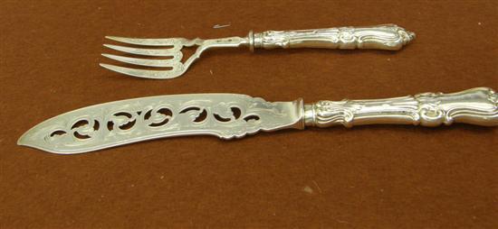 Appraisal: Pair of Victorian silver fish servers with scrolled pierced and