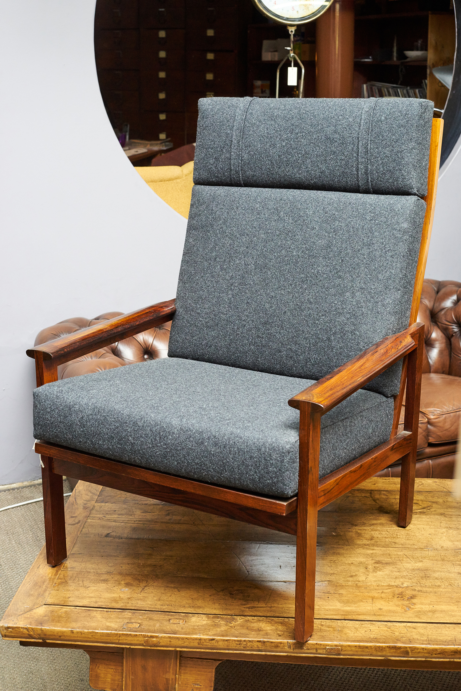 Appraisal: A s DANISH ILLUM WIKKELSO HIGHBACK ARMCHAIR Rosewood with Danish