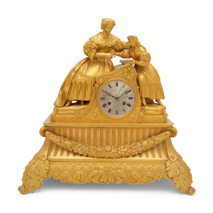 Appraisal: A Louis Philippe Gilt Bronze Figural Mantel Clock Circa surmounted