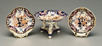 Appraisal: Three pieces Derby china cobalt and iron red with extensive