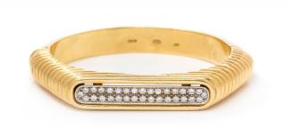 Appraisal: An Karat Yellow Gold and Diamond Cuff Bracelet dwts An