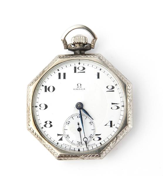 Appraisal: A karat white gold pocket watch octagonal open face case