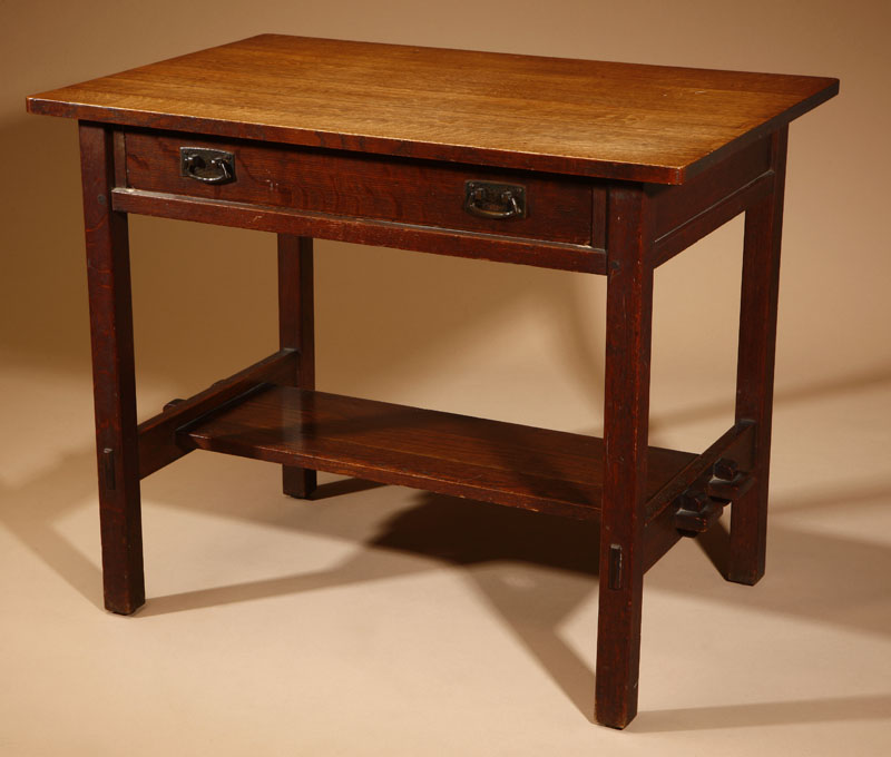 Appraisal: An L JG Stickley oak library table An L JG