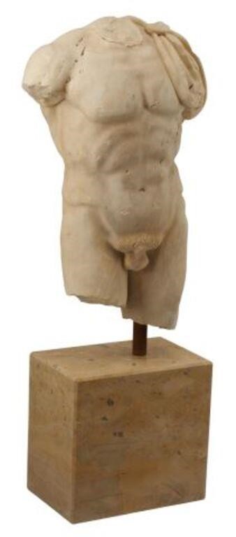 Appraisal: Marble male torso possibly cast after the antique on a