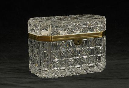 Appraisal: Baccarat Brass-Mounted Cut Glass Covered Box Underside with acid-stamped mark