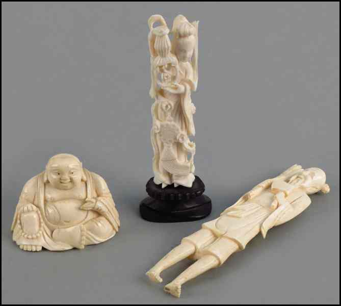 Appraisal: THREE IVORY FIGURES Condition No Specific Condition Recorded - Sold