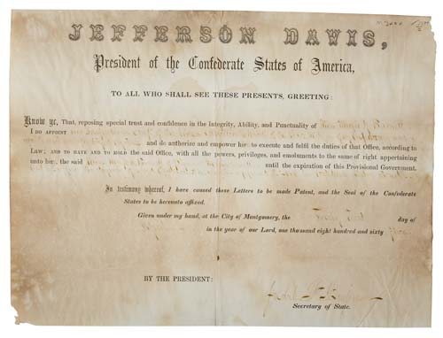 Appraisal: A UNION SOLDIER'S SENSE OF HUMOR Two falsified documents Appointment