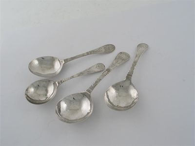 Appraisal: Four Norwegian late th century spoons with round bowls rounded