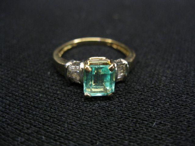 Appraisal: Emerald Diamond Ring carat emerald cut gem with baguette diamonds