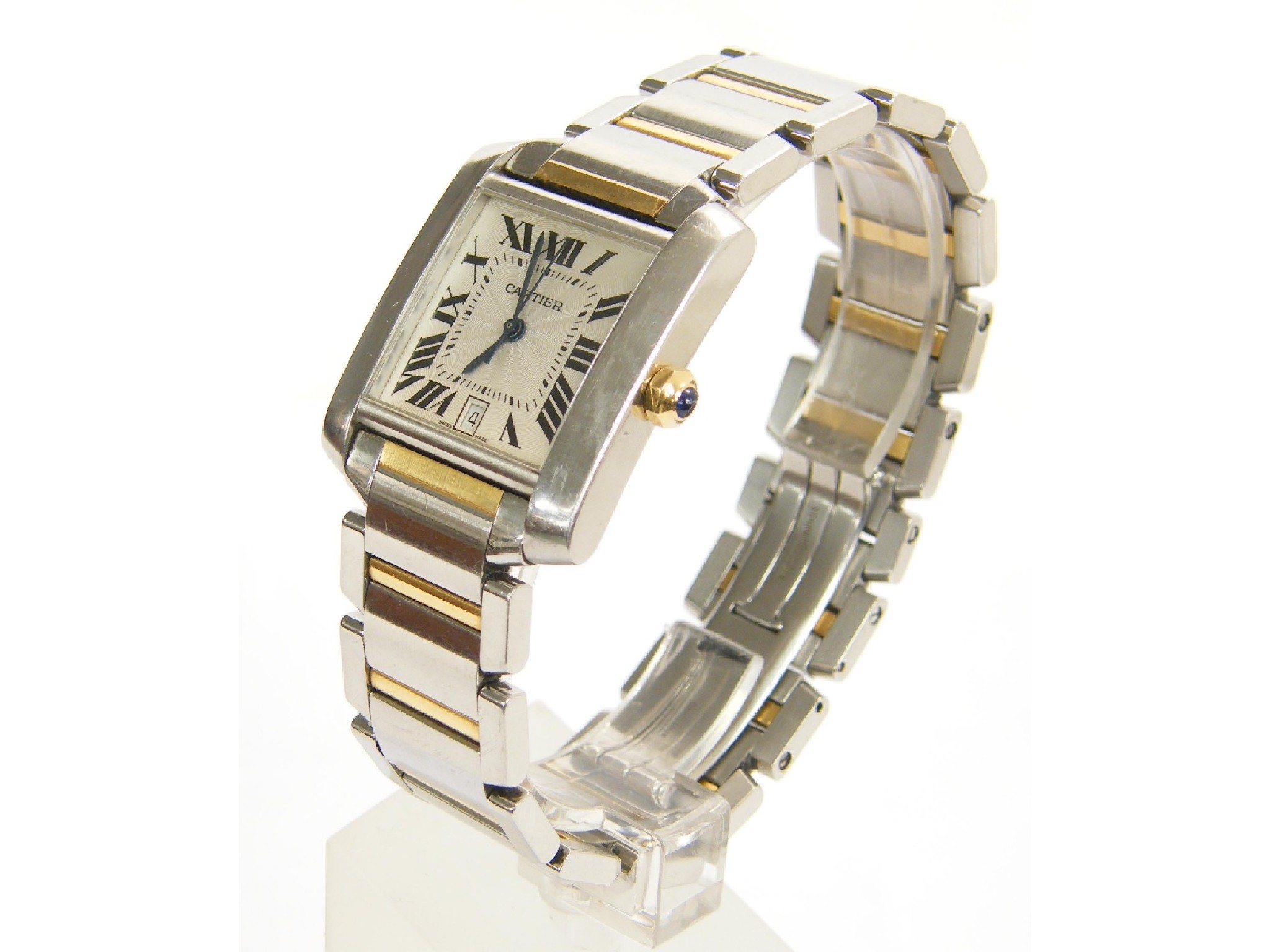 Appraisal: Cartier Tank Francaise gold and stainless steel gentleman's bracelet watch