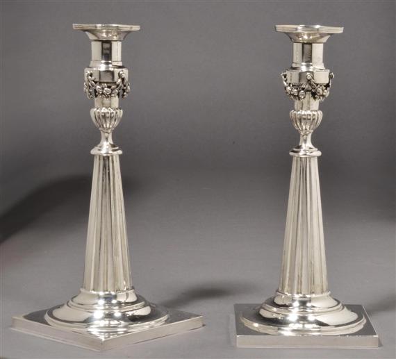 Appraisal: PAIR OF CANDLEHOLDERS Augsburg probably - Maker's mark P F