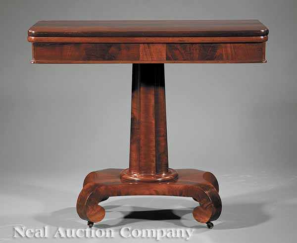 Appraisal: An American Late Classical Carved Mahogany Games Table c foldover