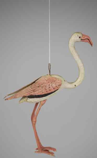 Appraisal: GERMAN DRESDEN PINK FLAMINGO ORNMANET Germany Christmas tree ornament long