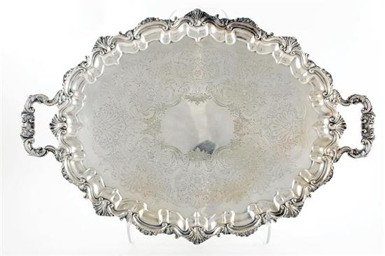 Appraisal: Reed Barton silverplate serving tray dated Rococo shell and scroll