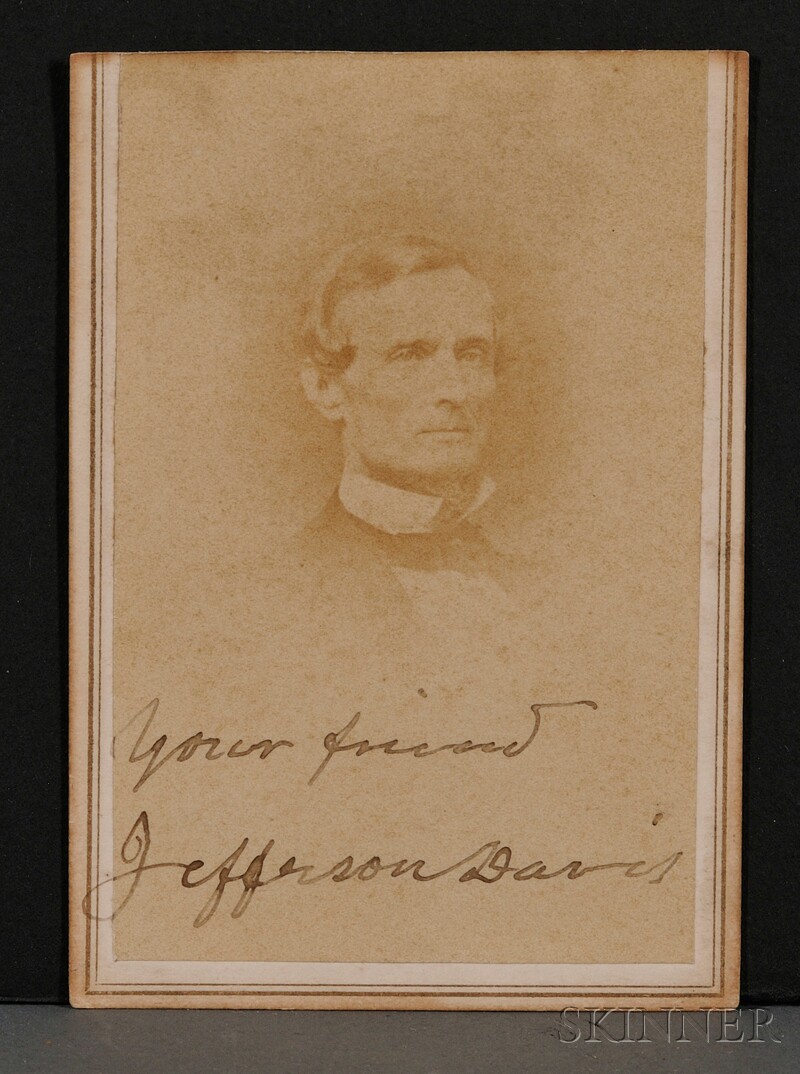 Appraisal: Davis Jefferson - Signed carte-de-visite photograph undated inscribed Your friend