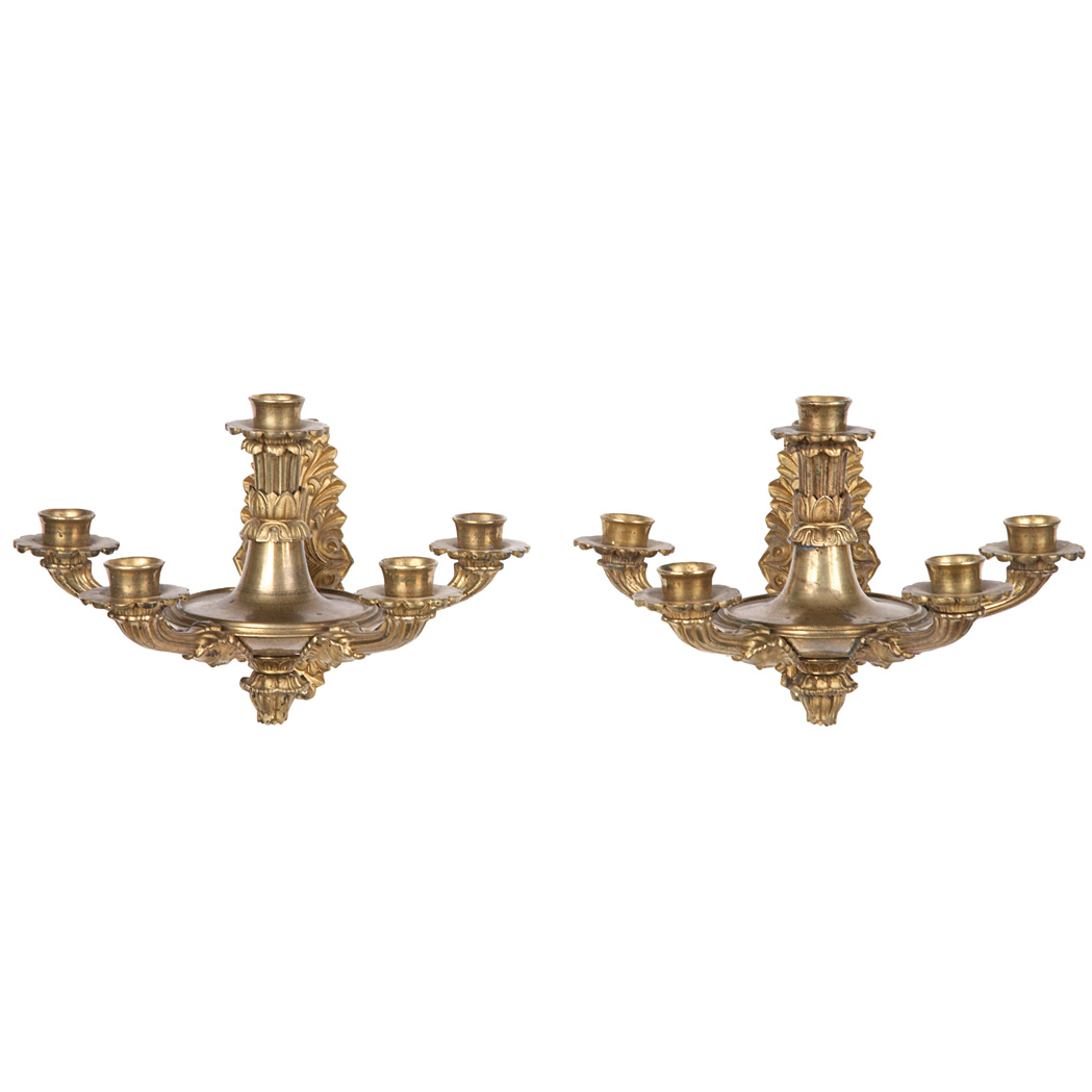 Appraisal: Pair of Louis Philippe Gilt-Bronze Five-Light Sconces Mid th century