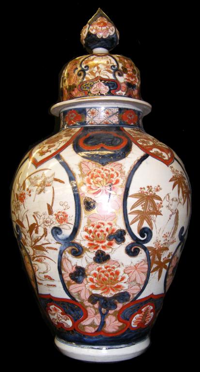 Appraisal: Large Japanese Imari temple vase and cover decorated in typical