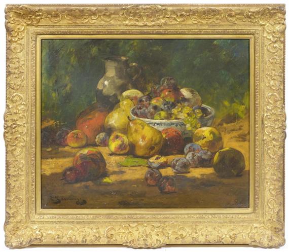 Appraisal: JEANNIN GEORGES Paris Still life with a top of fruit